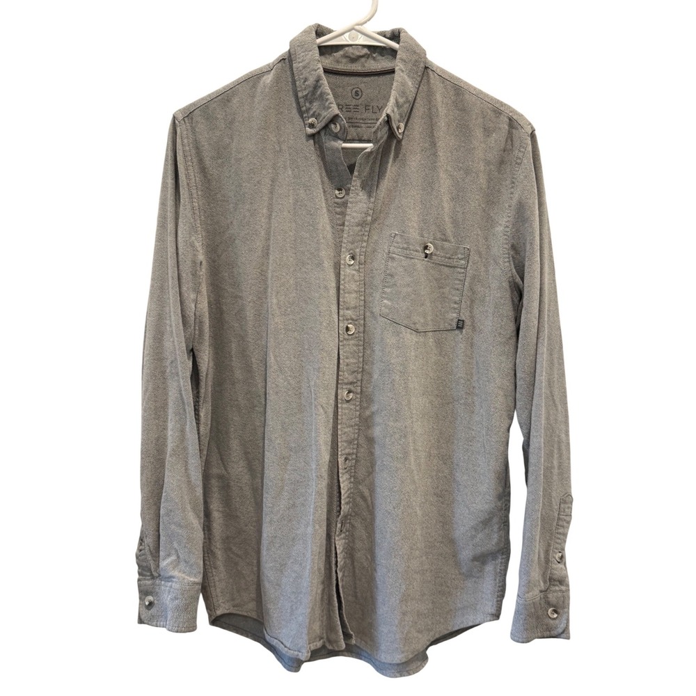 Free Fly‎ Button Down Shirt Mens Small Grey Bamboo Cotton Blend FF-012019